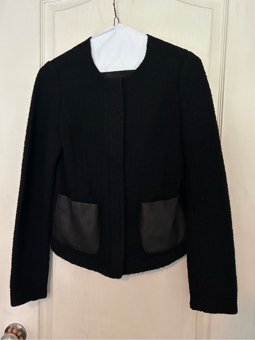 Vince Women's Tweed Jacket with Faux Leather Pockets - Picture 1 of 8